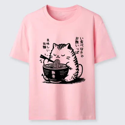 Tokyo-Lion Funny Cute Cat Eating Ramen Japan Classic T-Shirt