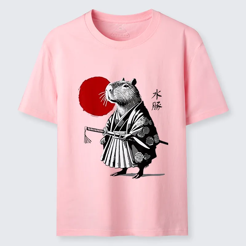 Tokyo-Lion Capybara Samurai And Sun Classic T-Shirt