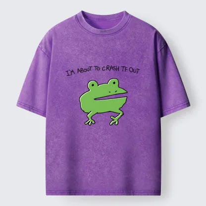 Tokyo-Lion Very Sleepy Frog Funny Washed T-Shirt