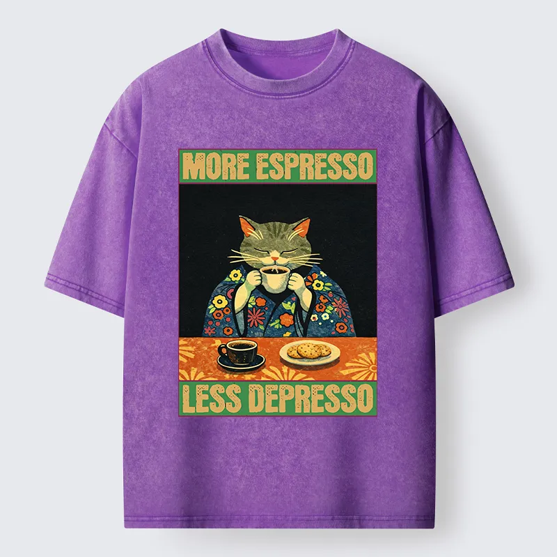 Tokyo-Lion Cat Tasting Coffee Japan Washed T-Shirt