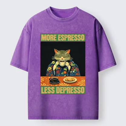 Tokyo-Lion Cat Tasting Coffee Japan Washed T-Shirt