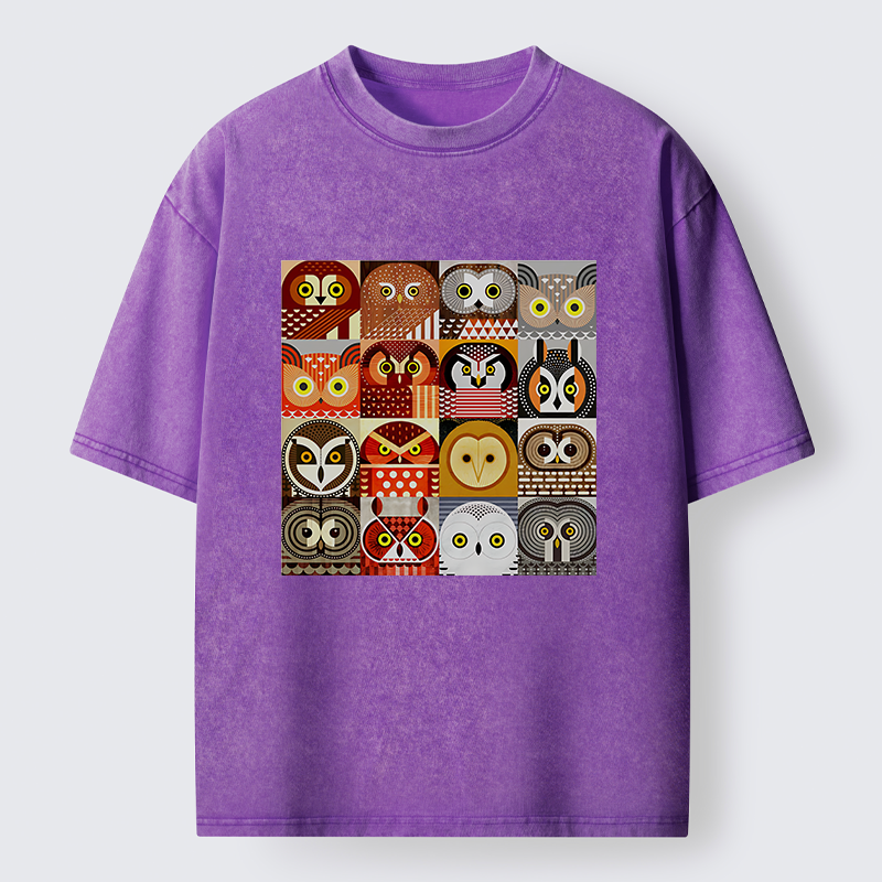 Tokyo-Lion All Kinds Of Owls Washed T-Shirt