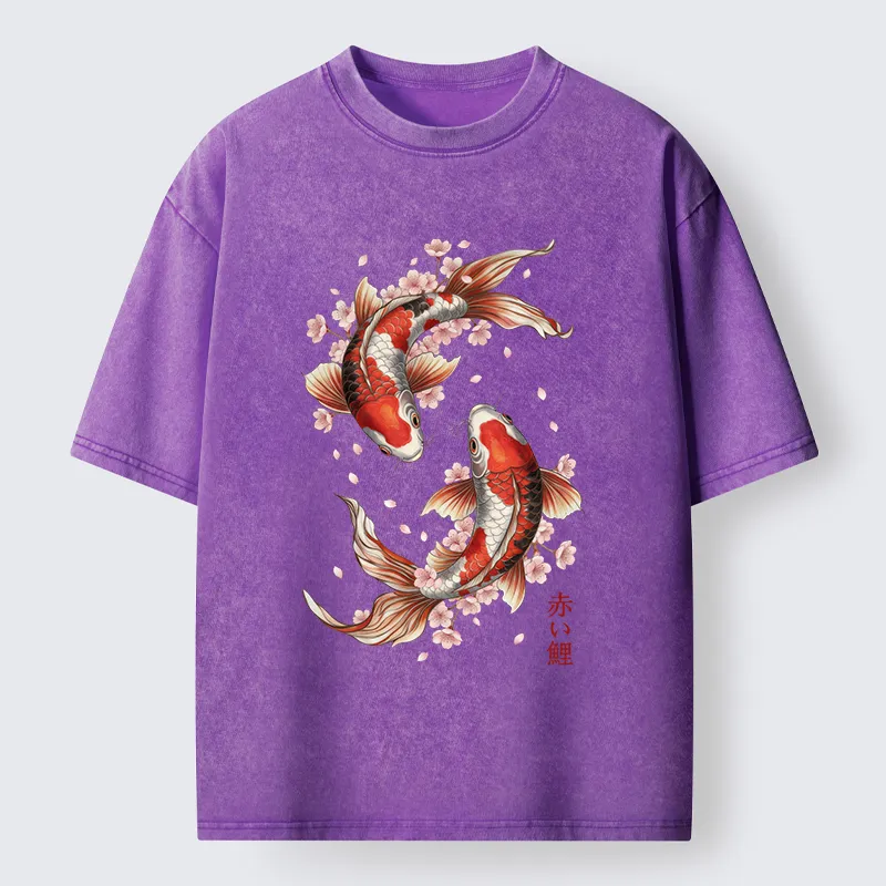 Tokyo-Lion Twin Koi Washed T-Shirt