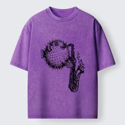 Tokyo-Lion Pufferfish Performance Washed T-Shirt