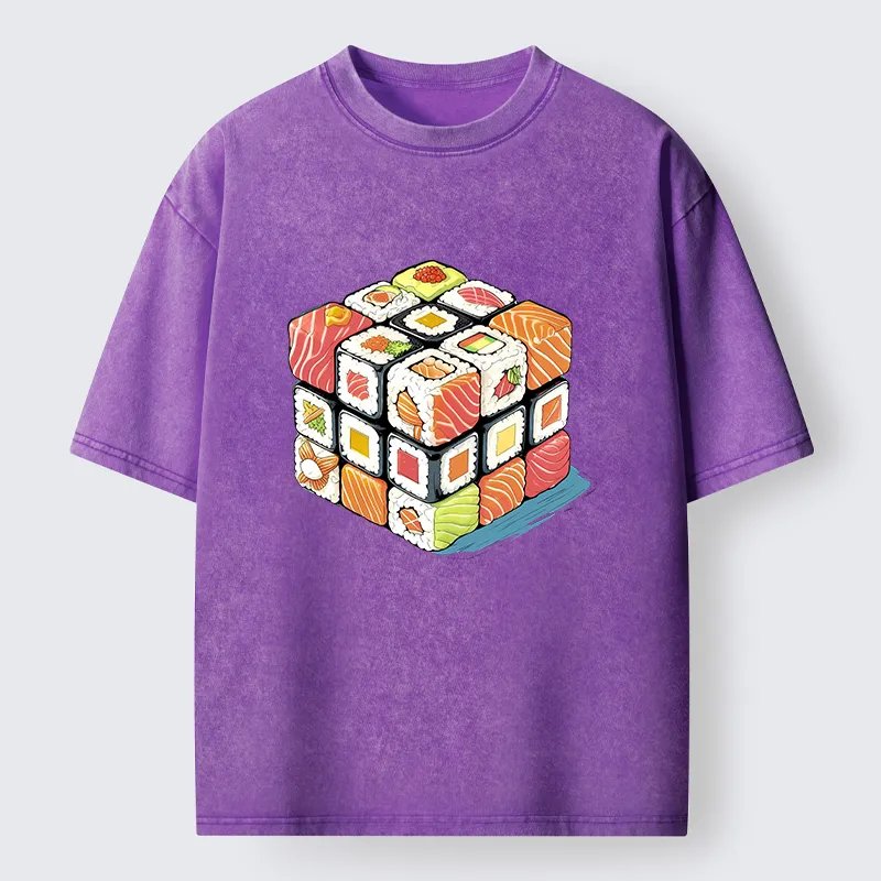 Tokyo-Lion Sushi Rubik's Cube Washed T-Shirt