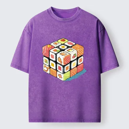 Tokyo-Lion Sushi Rubik's Cube Washed T-Shirt
