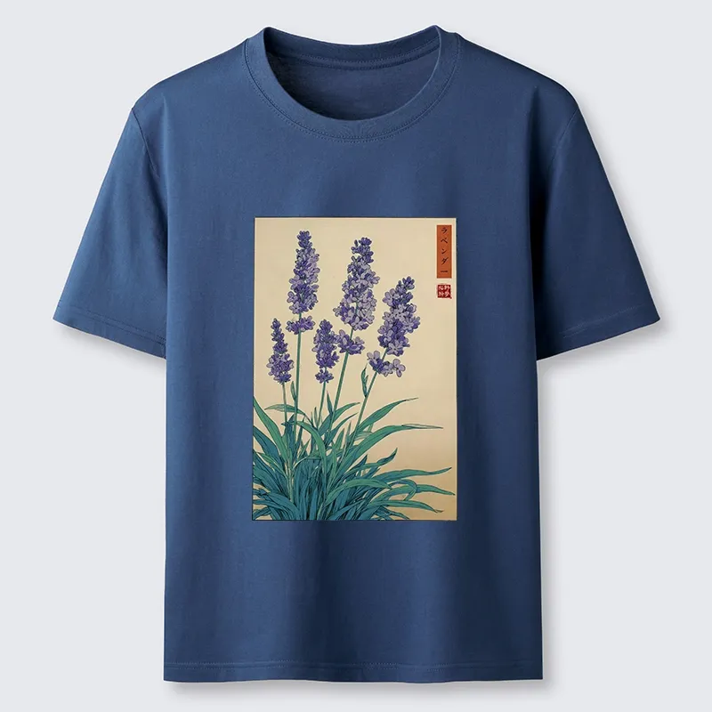 Tokyo-Lion Japanese Art Lavender Flower Classic T-Shirt-Tokyo-Lion