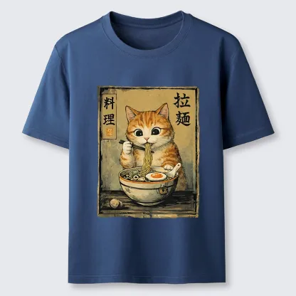 Tokyo-Lion Retro Ginger Cat Ramen Classic T-Shirt