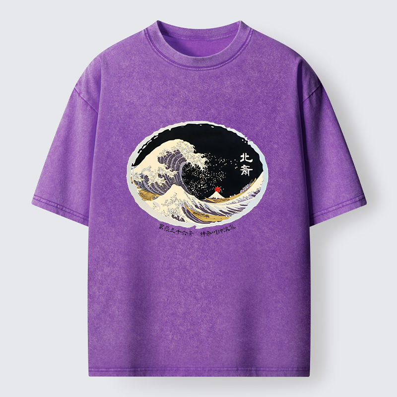 Tokyo-Lion Katsushika Hokusai Waves Washed T-Shirt