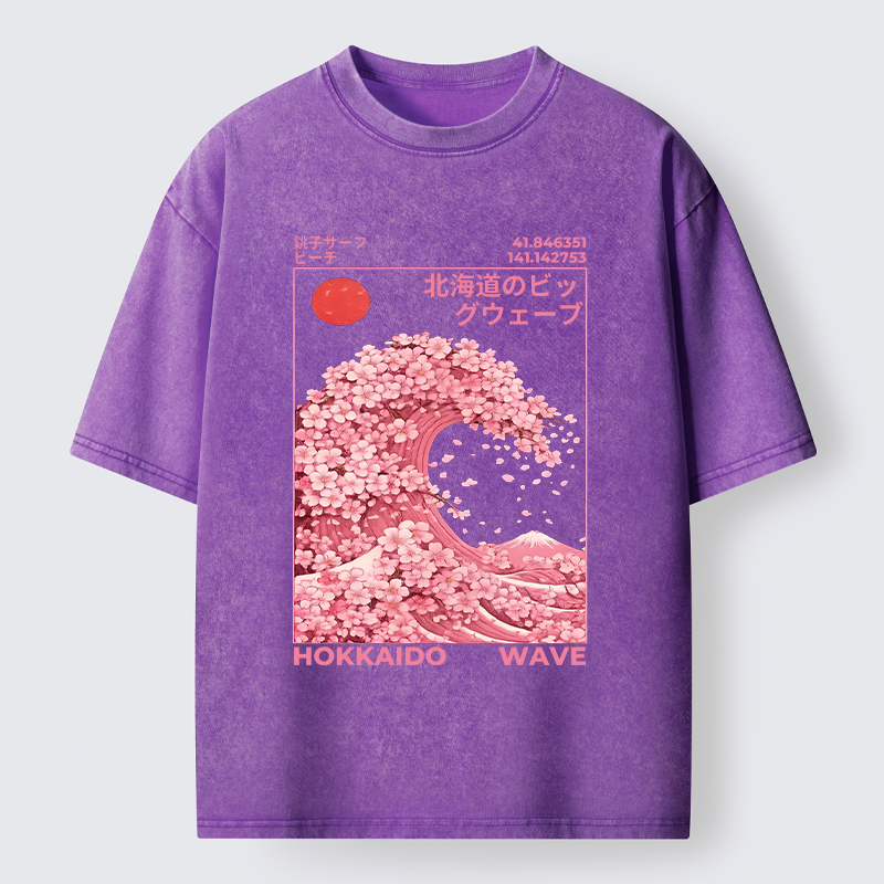 Tokyo-Lion Sakura Wave Washed T-Shirt