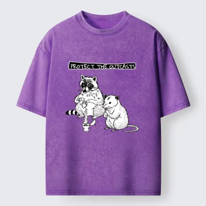 Tokyo-Lion Prayer Of Raccoon And Possum Washed T-Shirt