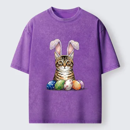 Tokyo-Lion Easter Cat Washed T-Shirt