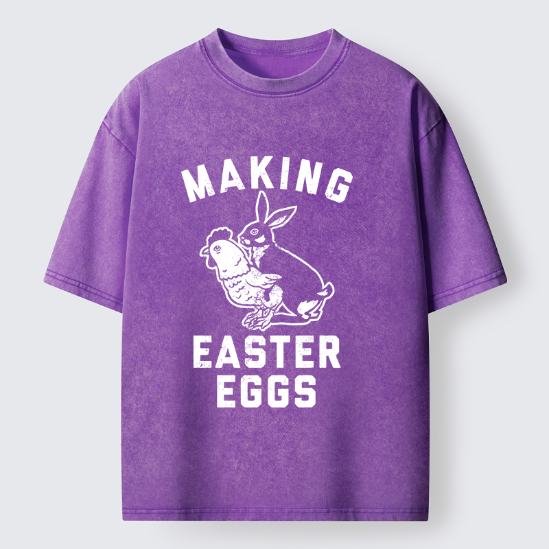 Tokyo-Lion Making Eggs Easter Washed T-Shirt
