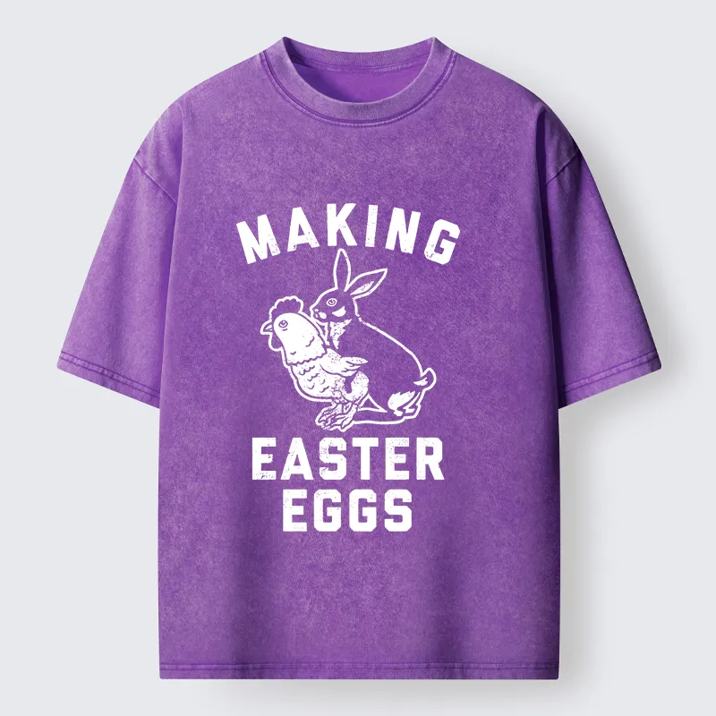 Tokyo-Lion Making Eggs Easter Washed T-Shirt