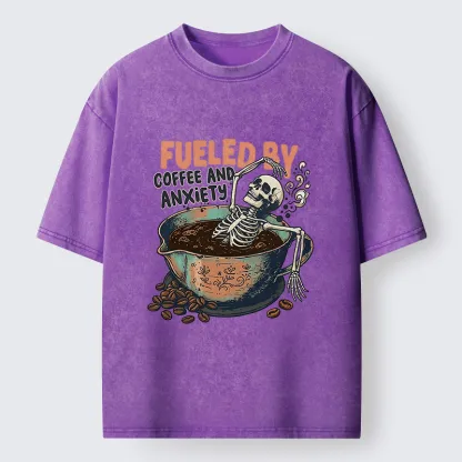 Tokyo-Lion Skeleton Taking A Bath In Coffee Washed T-Shirt