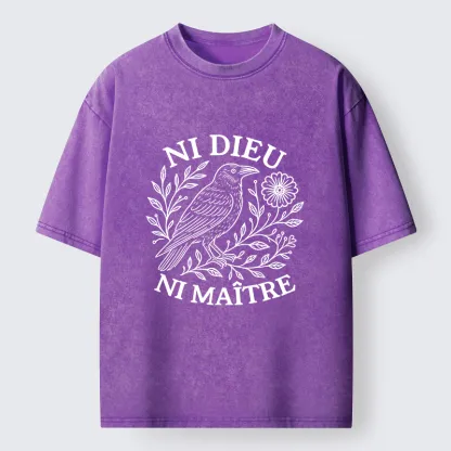 Tokyo-Lion Free Crow Simple Washed T-Shirt