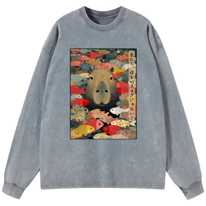 Tokyo-Lion Am I Too Lovable? Washed Long Sleeve T-Shirt