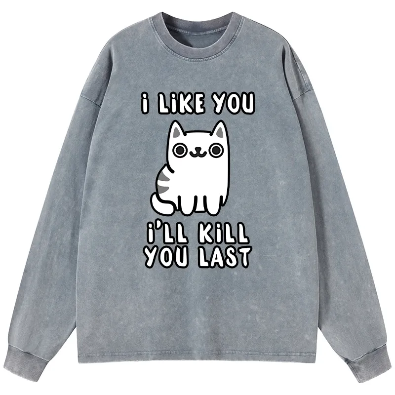 Tokyo-Lion Cats And Humans Have A Love-hate Relationship Washed Long Sleeve T-Shirt-Tokyo-Lion