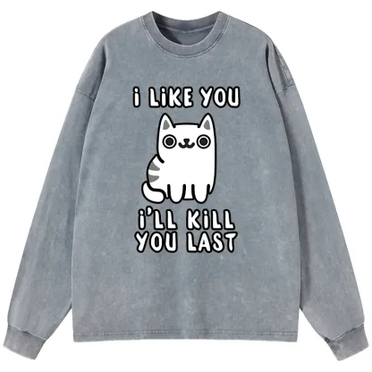 Tokyo-Lion Cats And Humans Have A Love-hate Relationship Washed Long Sleeve T-Shirt-Tokyo-Lion