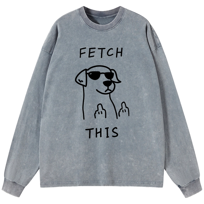 Tokyo-Lion Rebellious Dog Washed Long Sleeve T-Shirt