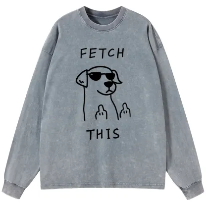 Tokyo-Lion Rebellious Dog Washed Long Sleeve T-Shirt