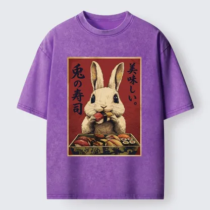 Tokyo-Lion Rabbit’s Sushi Feast Washed T-Shirt
