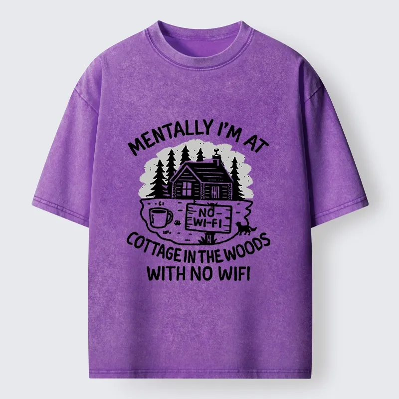 Tokyo-Lion Dreaming Of A Woodland Cottage Washed T-Shirt