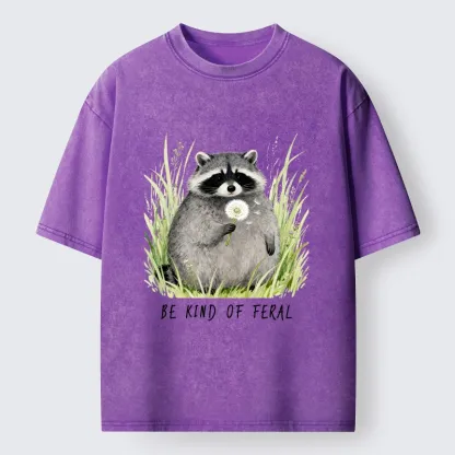 Tokyo-Lion Gentle Feral Raccoon Moments Washed T-Shirt