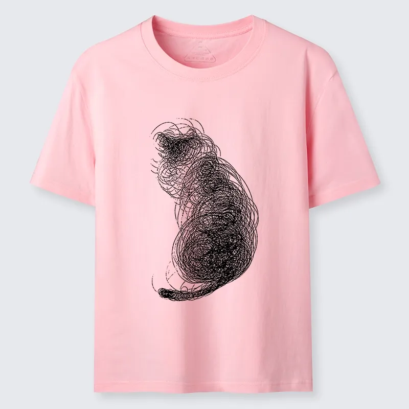 Tokyo-Lion Chaotic Line Art Of A Curled Cat Classic T-Shirt