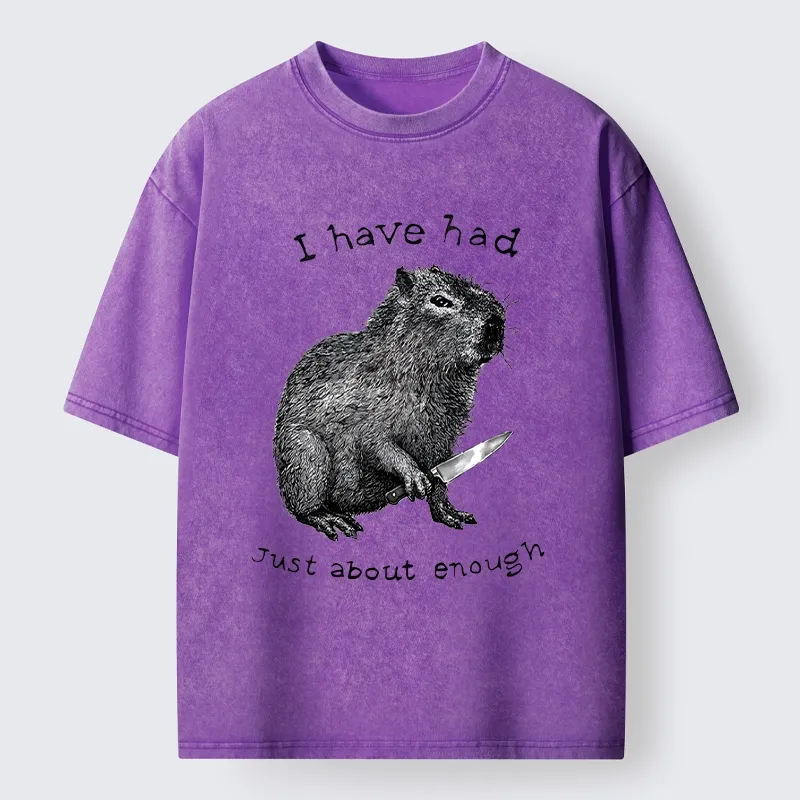 Tokyo-Lion Capybara With A Knife Washed T-Shirt