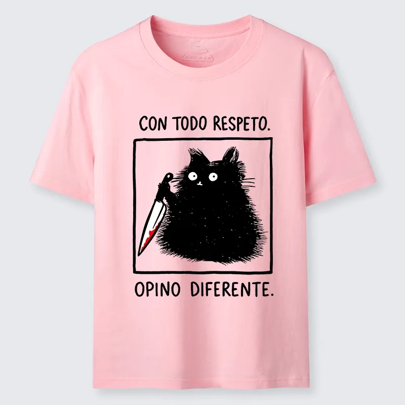 Tokyo-Lion Black Cat Holds Knife Disagrees Classic T-Shirt