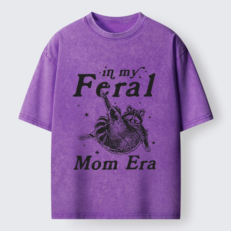 Tokyo-Lion Feral Mom Raccoon Meme Art Washed T-Shirt-Tokyo-Lion