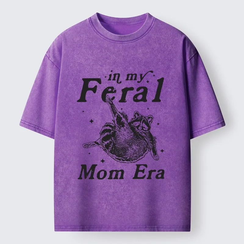 Tokyo-Lion Feral Mom Raccoon Meme Art Washed T-Shirt-Tokyo-Lion