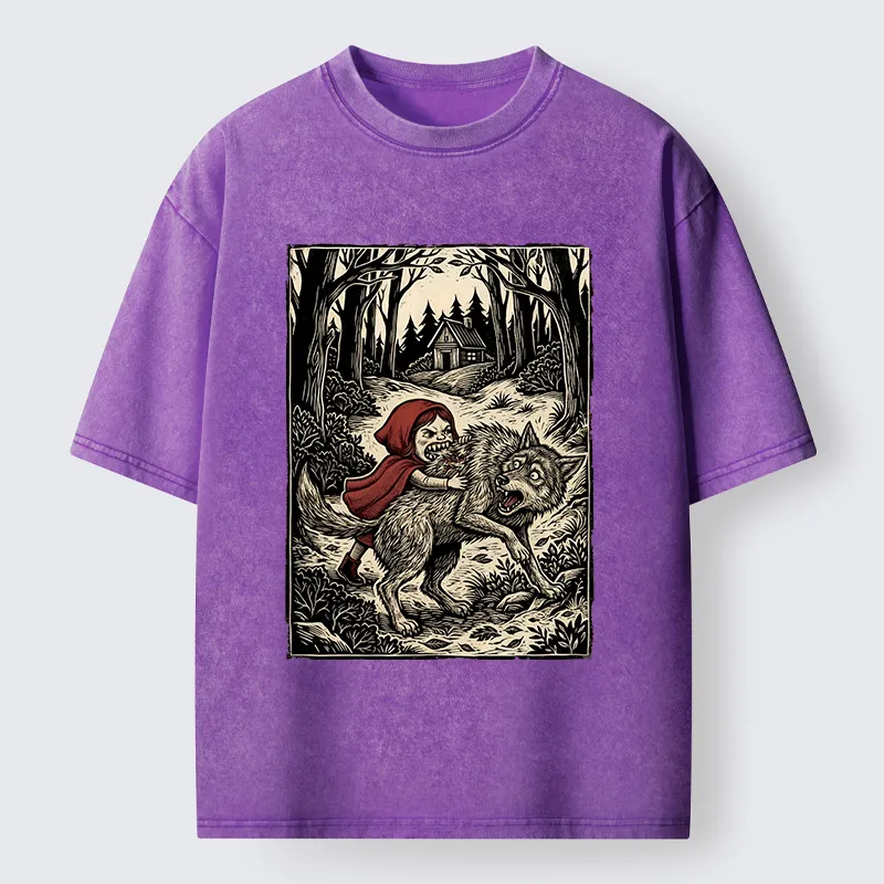 Tokyo-Lion Humor Of Inverted Stories Washed T-Shirt-Tokyo-Lion