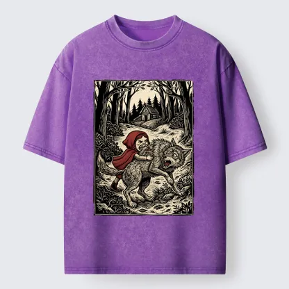Tokyo-Lion Humor Of Inverted Stories Washed T-Shirt-Tokyo-Lion