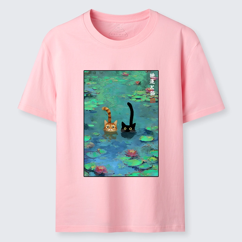 Tokyo-Lion Funny Cats Swimming In Lilies Classic T-Shirt