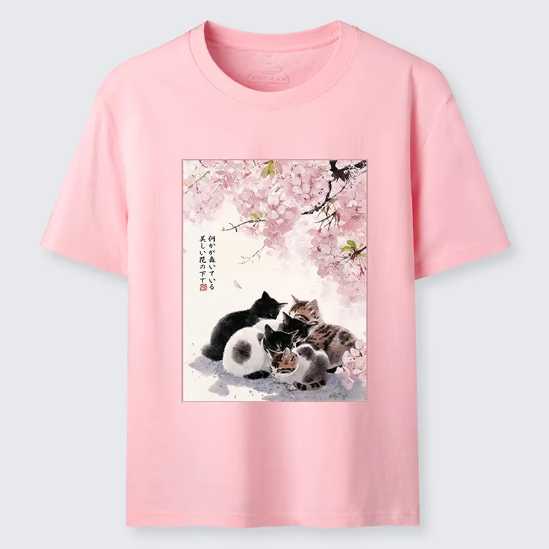 Tokyo-Lion Cute Cats Sakura Garden Classic T-Shirt