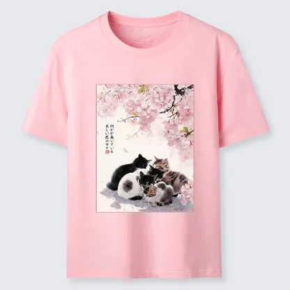 Tokyo-Lion Cute Cats Sakura Garden Classic T-Shirt