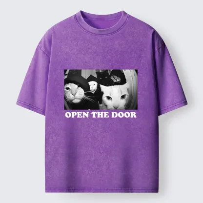 Tokyo-Lion Funny Cat Gang Meme Washed T-Shirt-Tokyo-Lion
