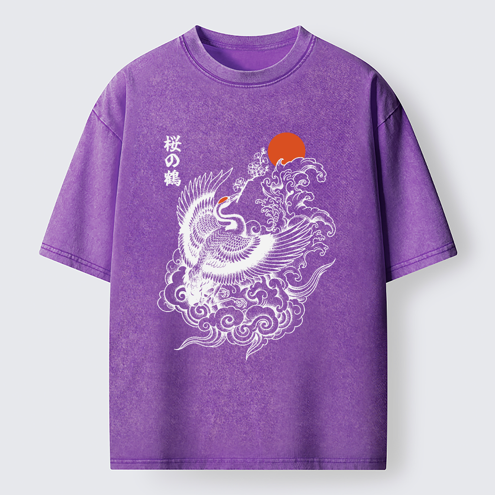 Tokyo-Lion Sakura Crane In Flight Washed T-Shirt