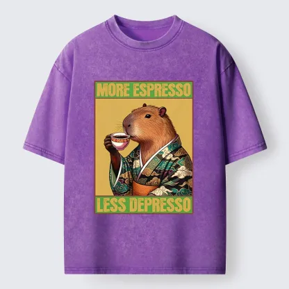 Tokyo-Lion Capybara Coffee Break Washed T-Shirt