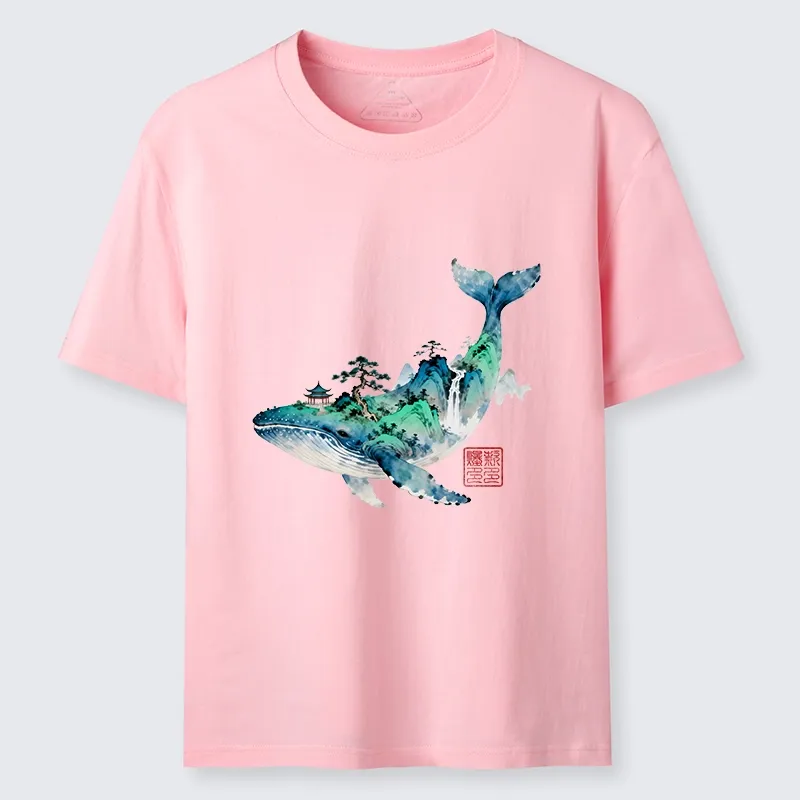 Tokyo-Lion Whale Ink Painting Landscape Classic T-Shirt