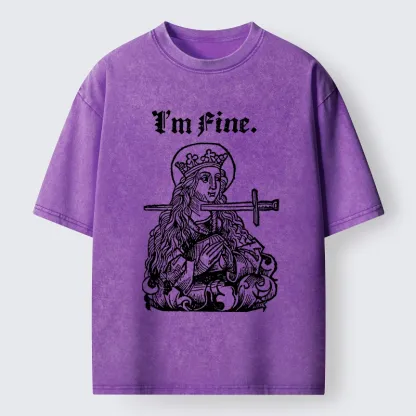 Tokyo-Lion Medieval Lady Im Fine Vibe Washed T-Shirt