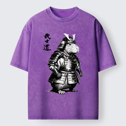 Tokyo-Lion Capybara Samurai No Fear Washed T-Shirt