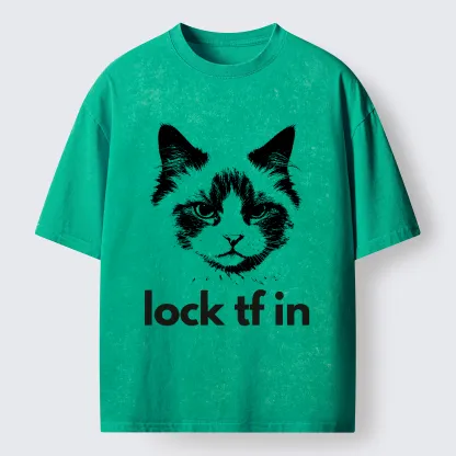 Tokyo-Lion Lock In Cat Washed T-Shirt