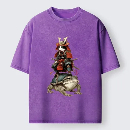 Tokyo-Lion Japanese Samurai Cat Warrior Washed T-Shirt