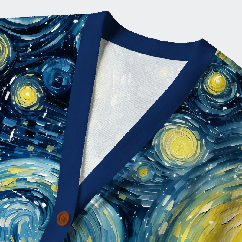 Tokyo-Lion Black Cat Under The Stars Ugly Cardigan Sweater