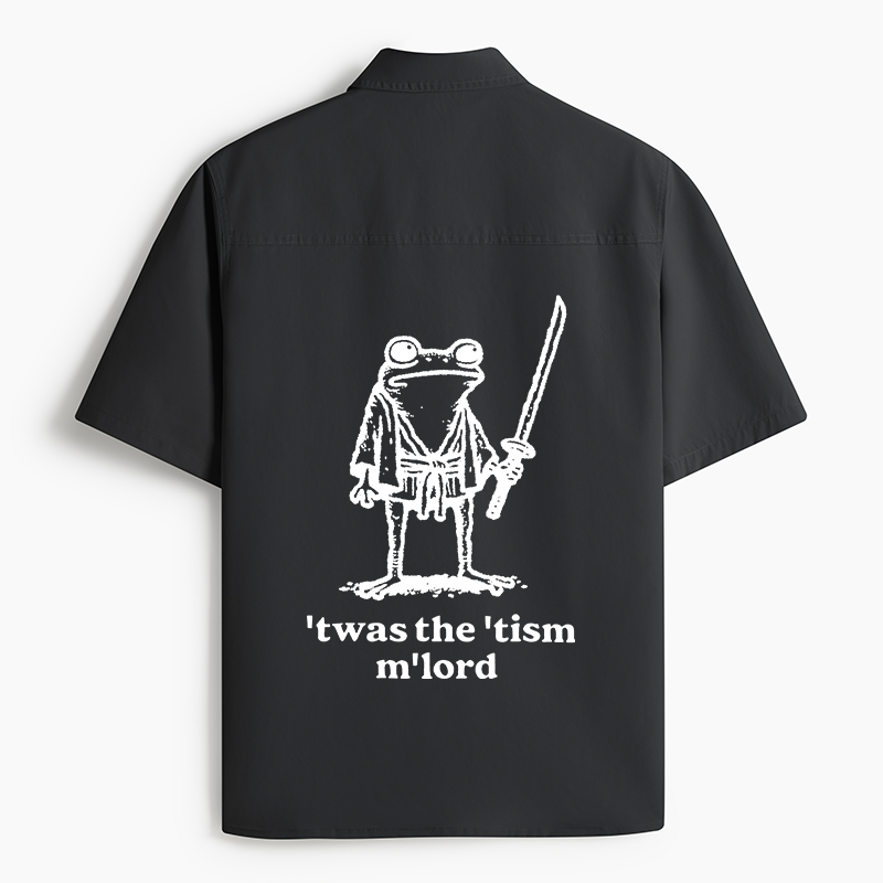 Tokyo-Lion Focused Samurai Frog Work Shirt-Tokyo-Lion