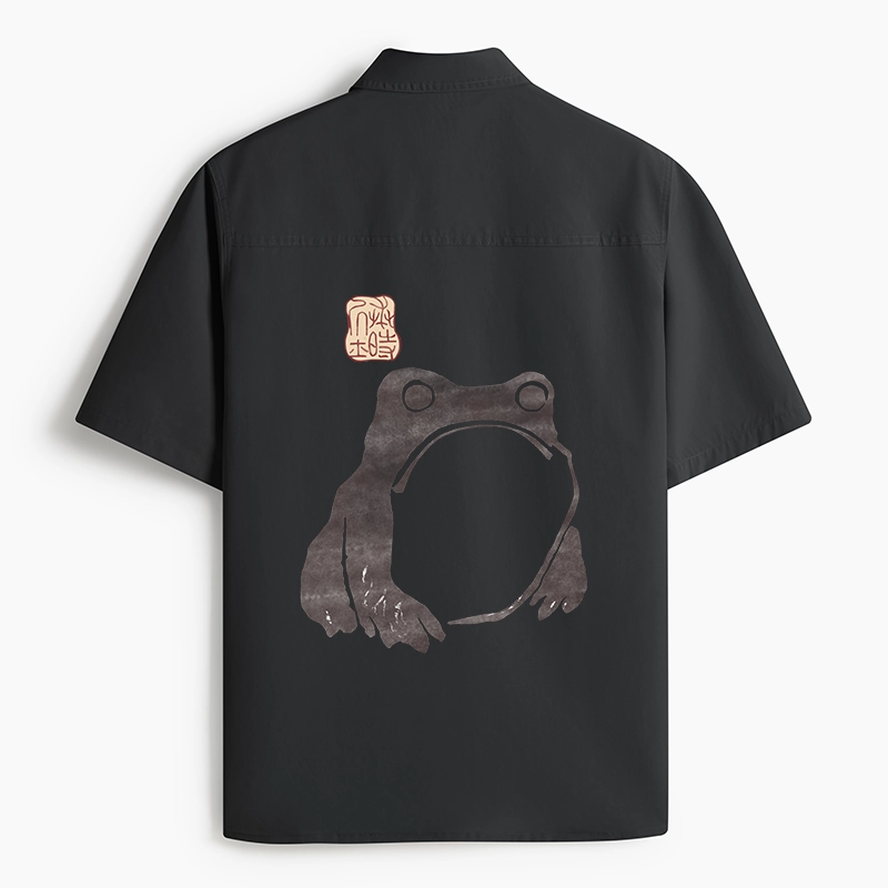 Tokyo-Lion Matsumoto Hoji Woodblock Print Frog Work Shirt-Tokyo-Lion