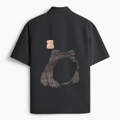 Tokyo-Lion Matsumoto Hoji Woodblock Print Frog Work Shirt-Tokyo-Lion
